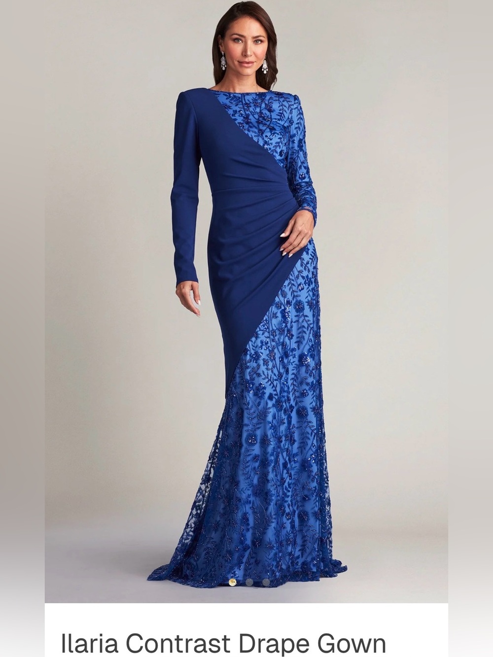 Elegant Royal Blue Draped Evening Dress